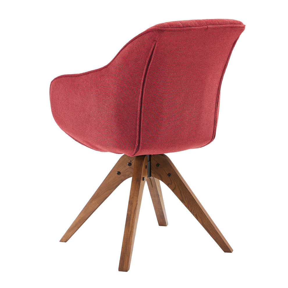 Red And Natural Tufted Fabric Swivel Arm Chair By Homeroots | Accent Chairs | Modishstore - 2