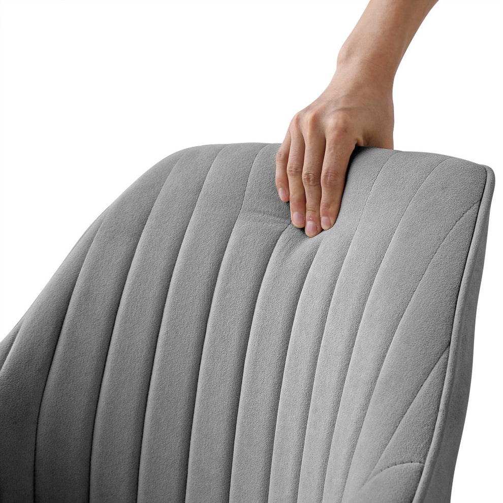 Gray Velvet And Gold Swivel Arm Chair By Homeroots | Accent Chairs | Modishstore - 4