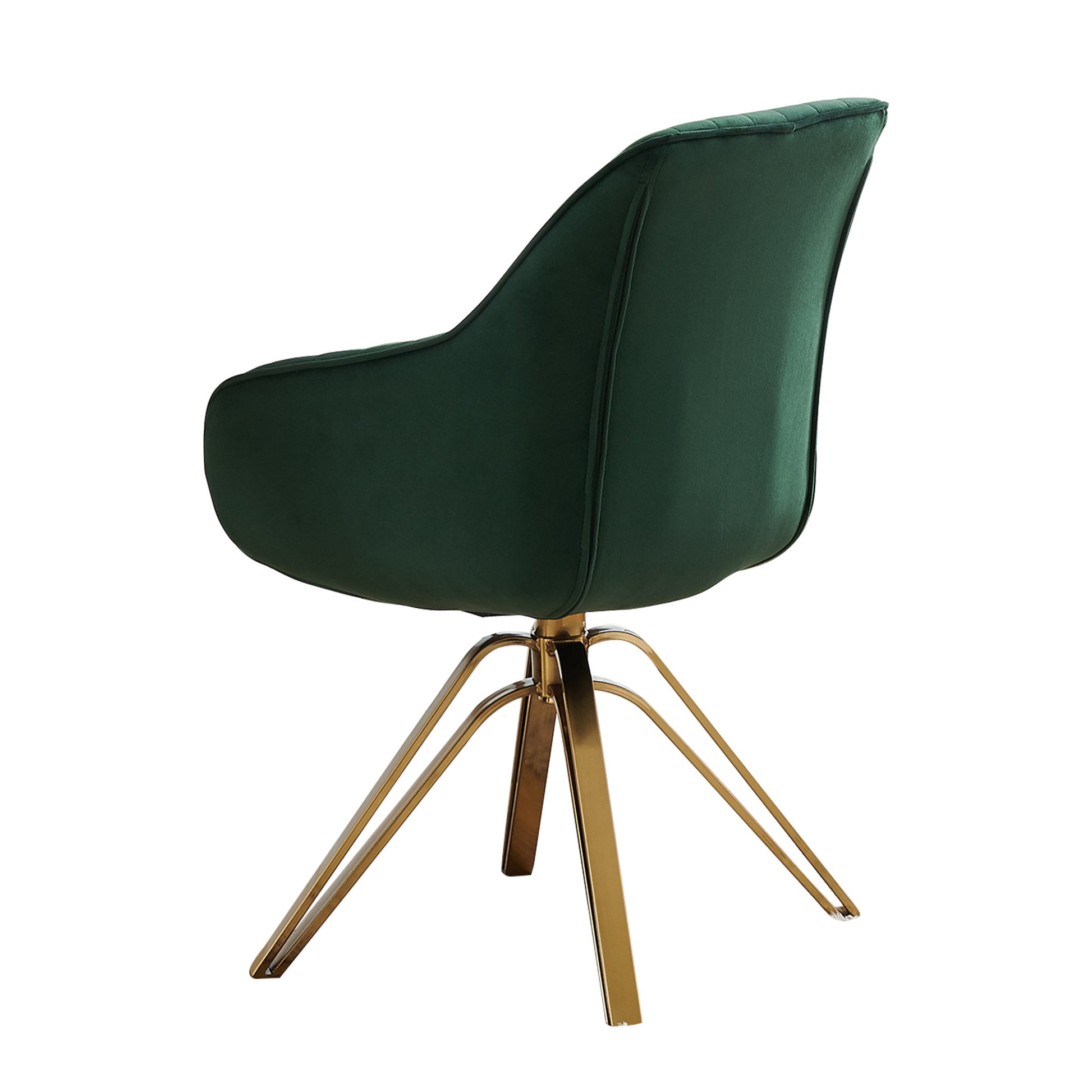 Green Velvet And Gold Swivel Arm Chair By Homeroots | Accent Chairs | Modishstore - 8