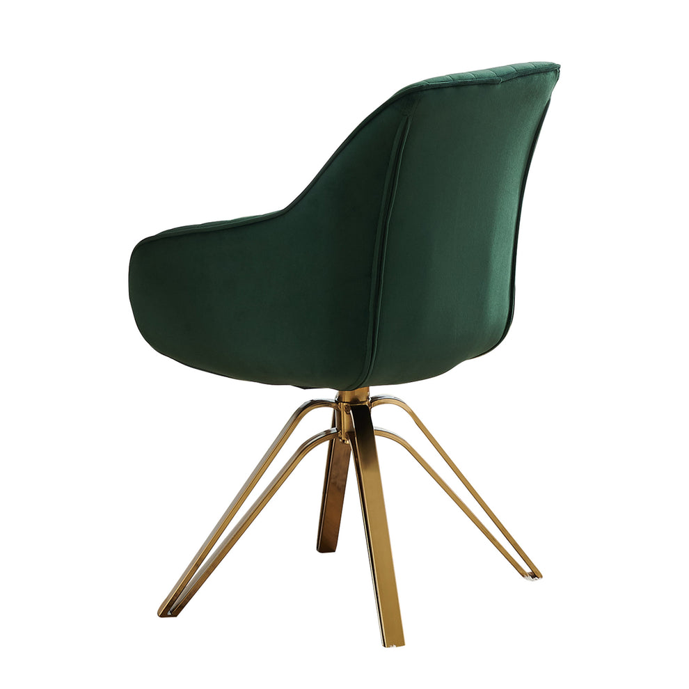Green Velvet And Gold Swivel Arm Chair By Homeroots | Accent Chairs | Modishstore - 8
