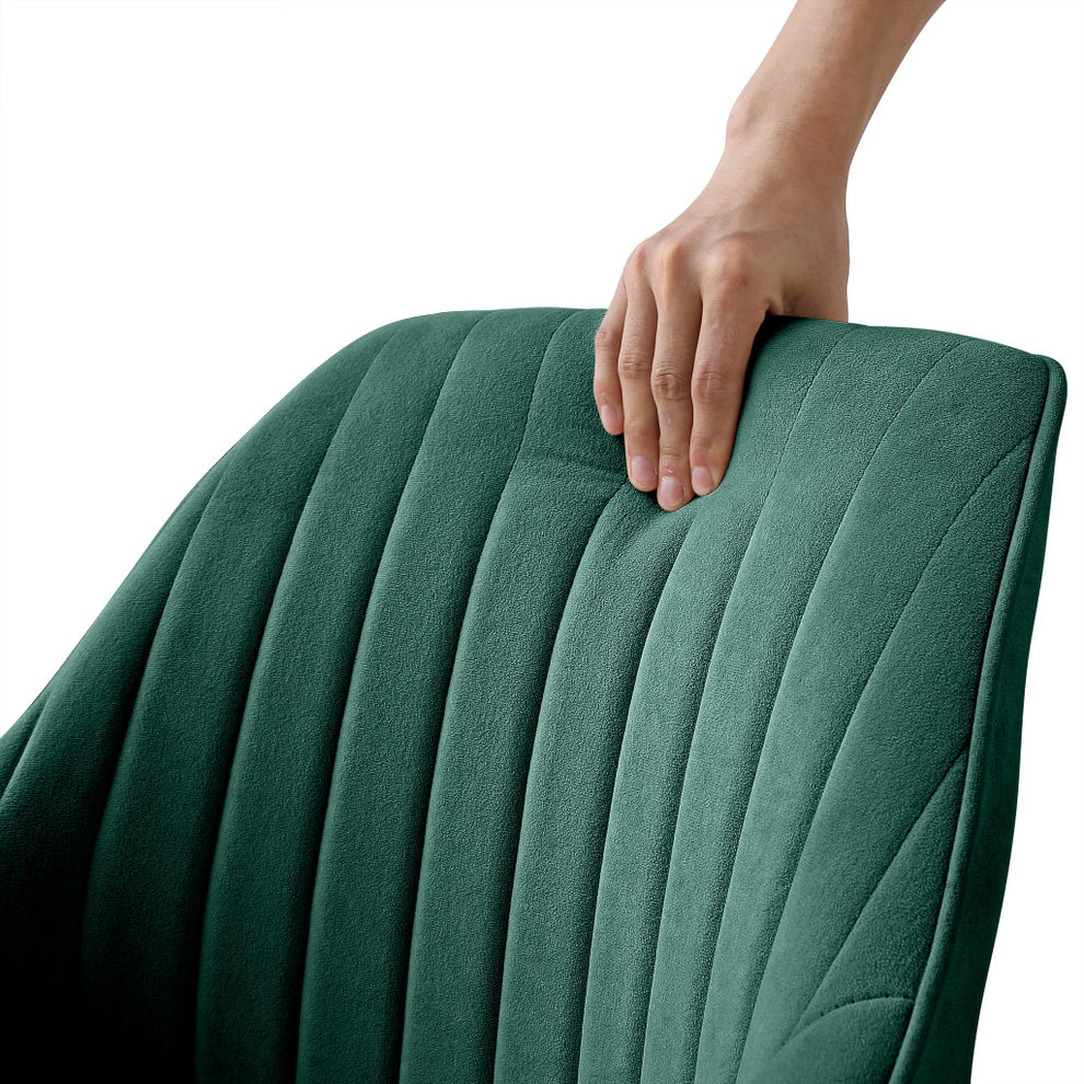 Green Velvet And Gold Swivel Arm Chair By Homeroots | Accent Chairs | Modishstore - 4