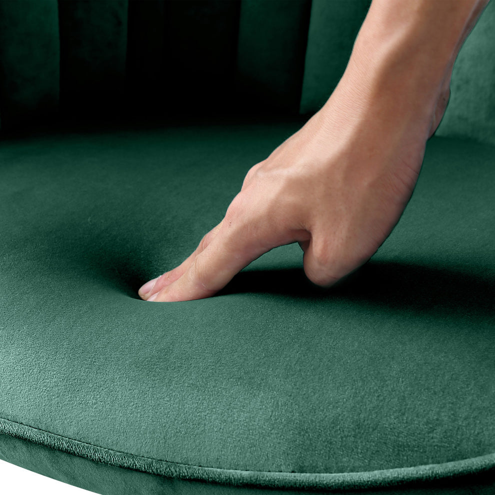 Green Velvet And Gold Swivel Arm Chair By Homeroots | Accent Chairs | Modishstore - 7