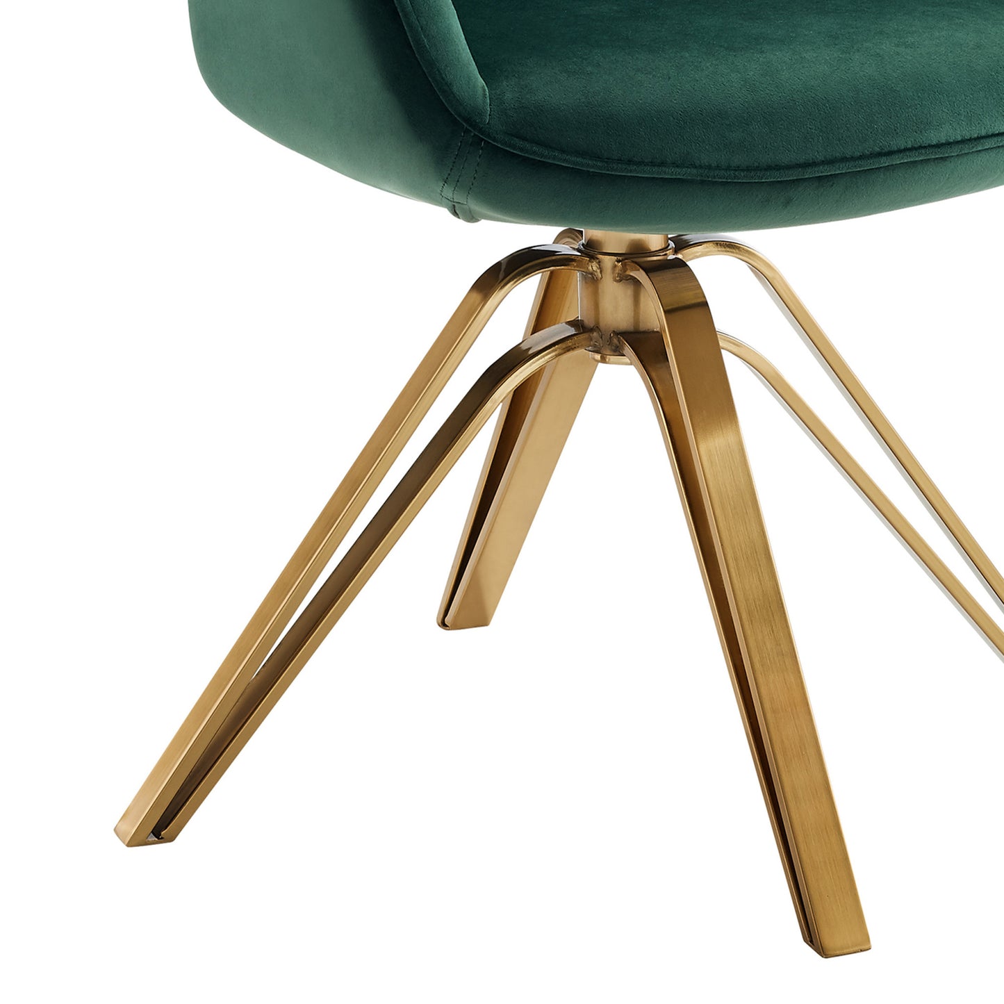 Green Velvet And Gold Swivel Arm Chair By Homeroots | Accent Chairs | Modishstore - 5