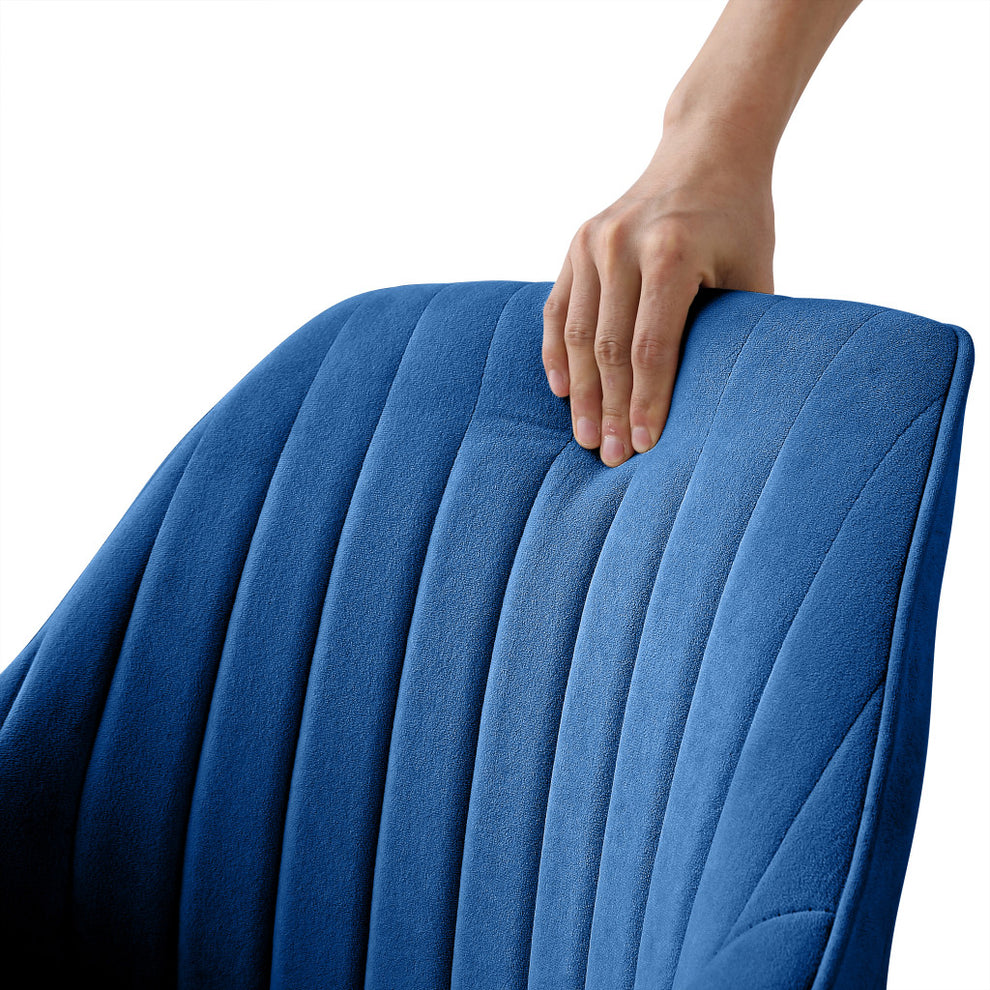 Blue And Gold Velvet Swivel Arm Chair By Homeroots | Accent Chairs | Modishstore - 4