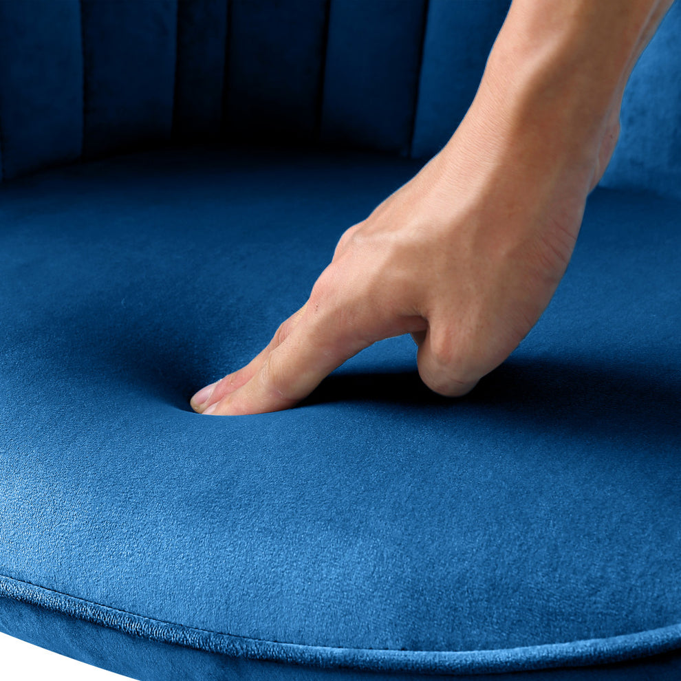 Blue And Gold Velvet Swivel Arm Chair By Homeroots | Accent Chairs | Modishstore - 5