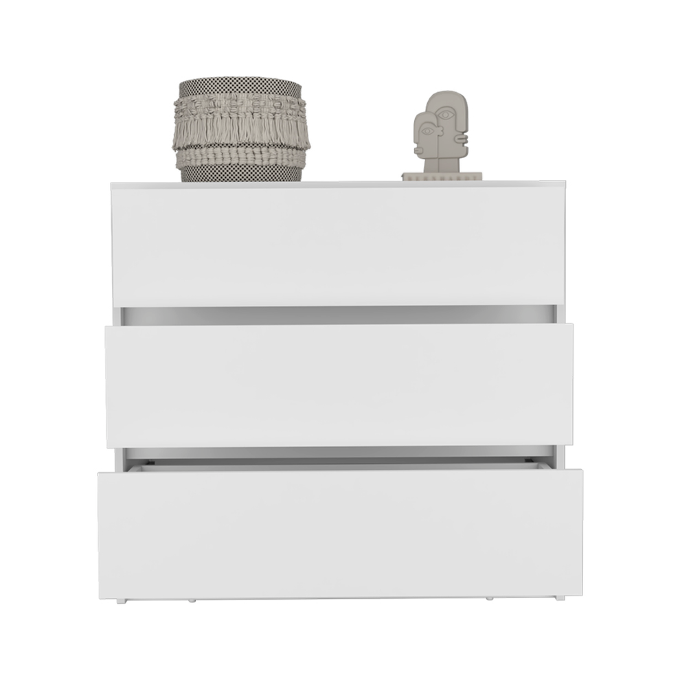 White Three Drawer Dresser By Homeroots | Dressers | Modishstore - 7