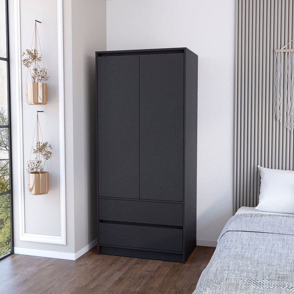 Black Two Drawer Combo Dresser By Homeroots | Dressers | Modishstore - 5