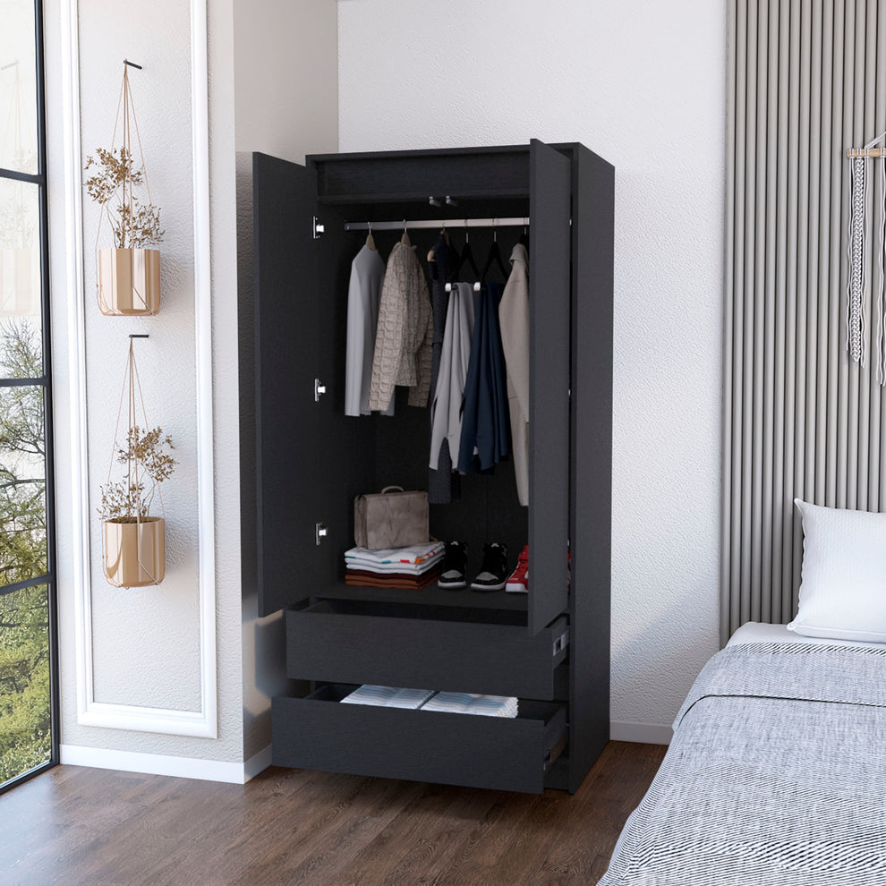 Black Two Drawer Combo Dresser By Homeroots | Dressers | Modishstore - 6