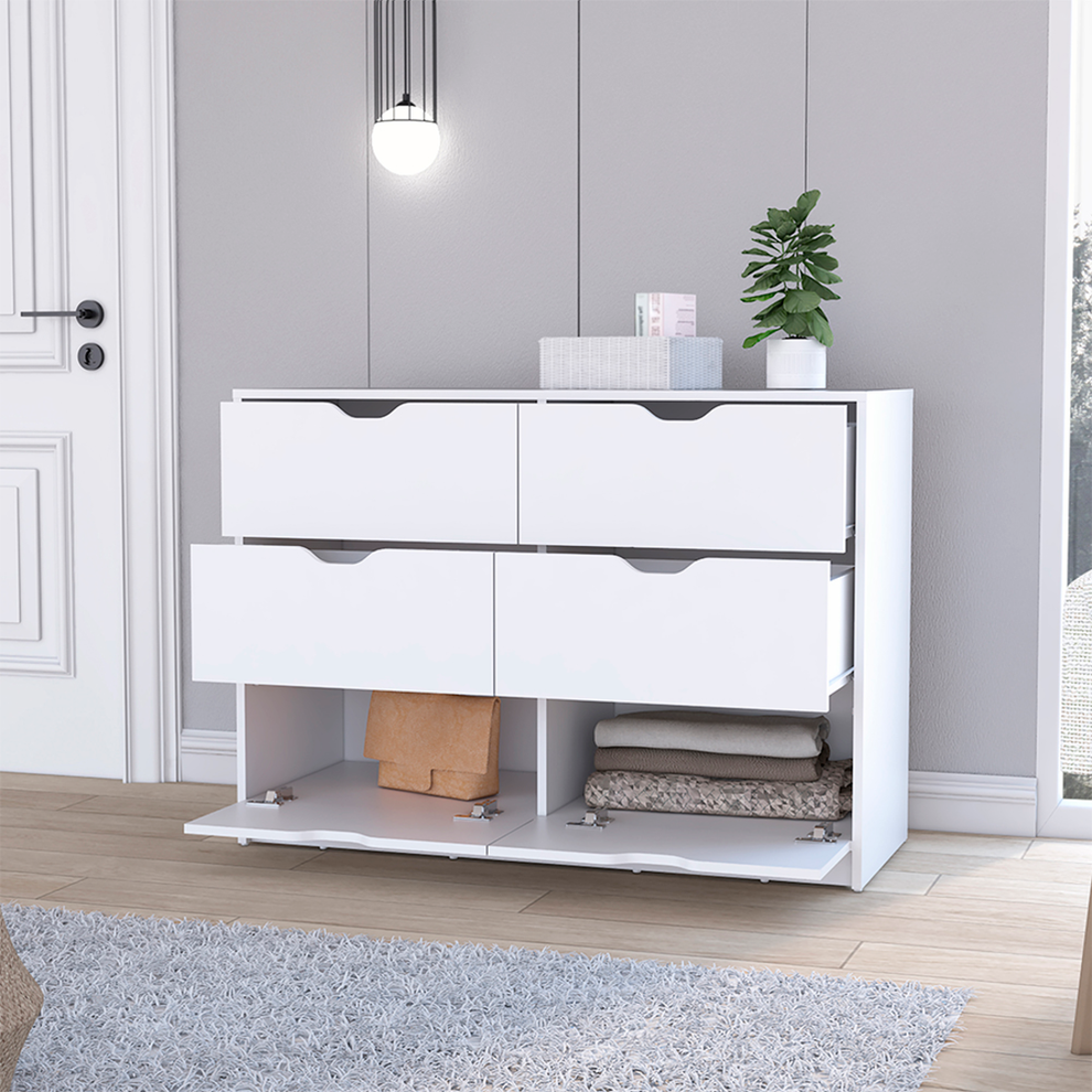 White Four Drawer Dresser By Homeroots | Dressers | Modishstore - 8