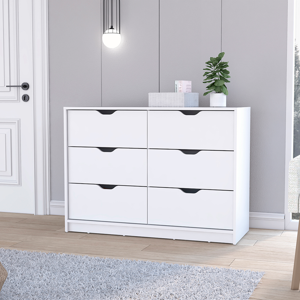 White Four Drawer Dresser By Homeroots | Dressers | Modishstore - 7