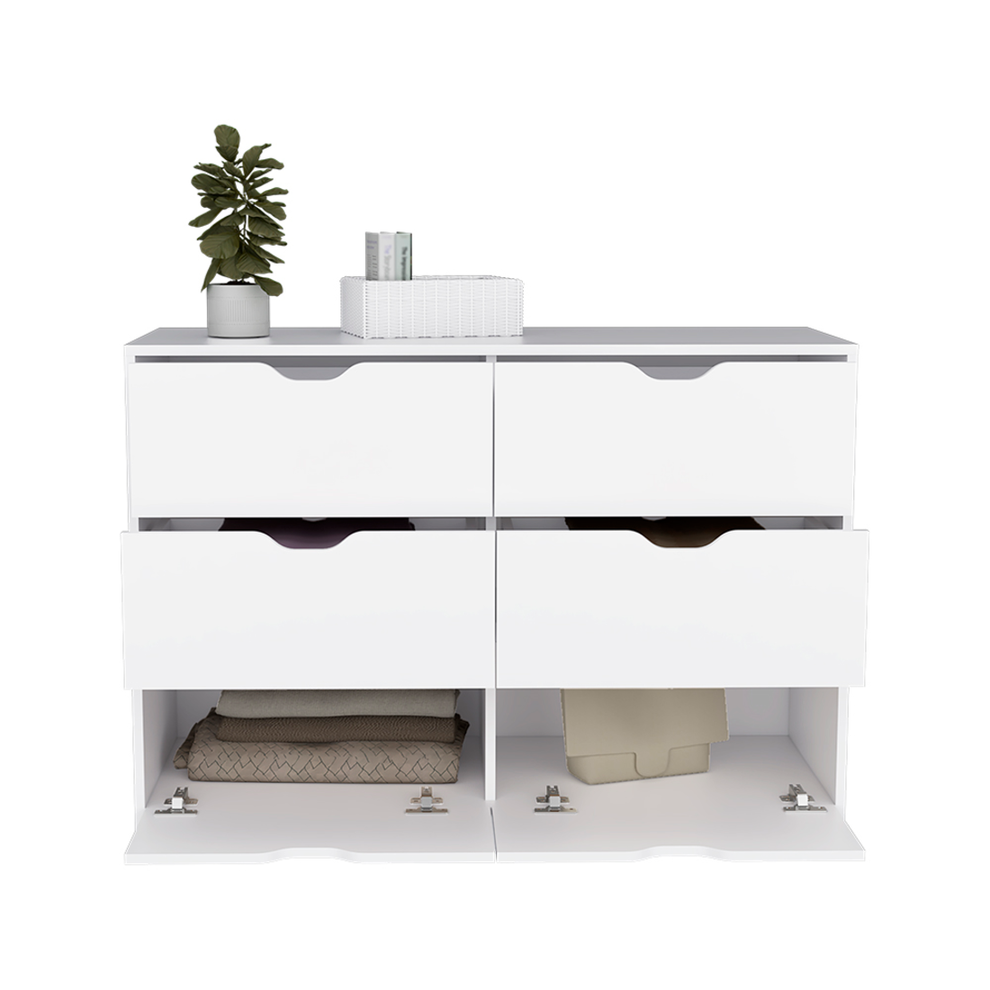 White Four Drawer Dresser By Homeroots | Dressers | Modishstore - 4