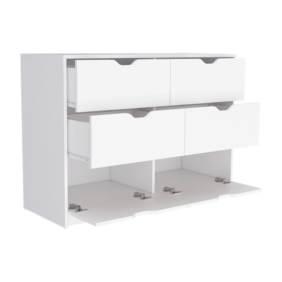 White Four Drawer Dresser By Homeroots | Dressers | Modishstore - 3