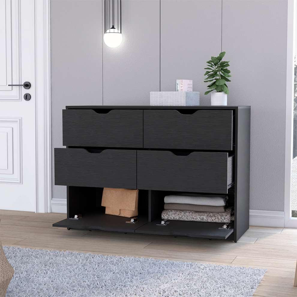 Black Four Drawer Dresser By Homeroots | Dressers | Modishstore - 7