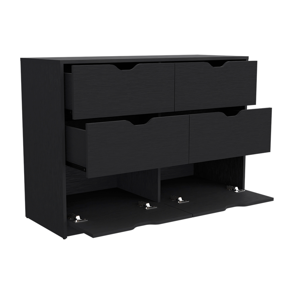 Black Four Drawer Dresser By Homeroots | Dressers | Modishstore - 3