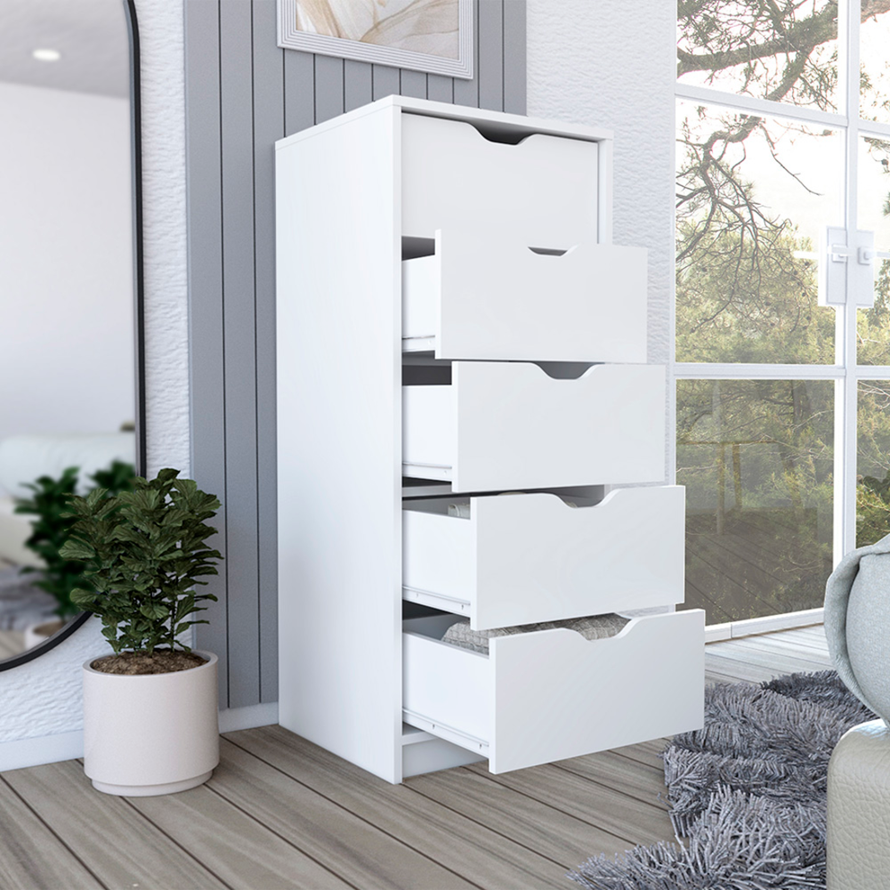 White Five Drawer Standard Chest By Homeroots | Dressers | Modishstore - 7
