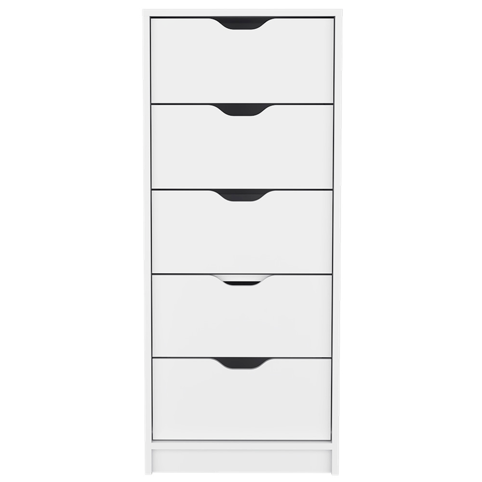 White Five Drawer Standard Chest By Homeroots | Dressers | Modishstore - 2