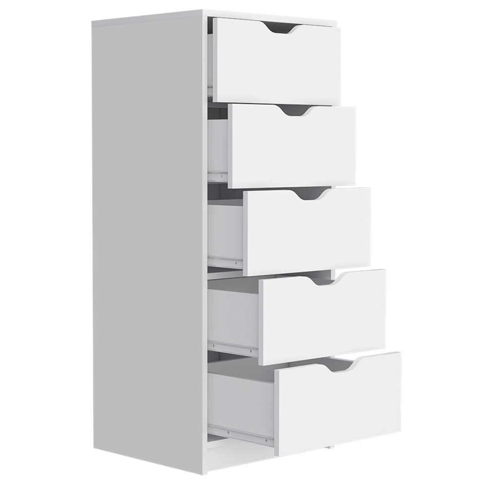 White Five Drawer Standard Chest By Homeroots | Dressers | Modishstore - 3