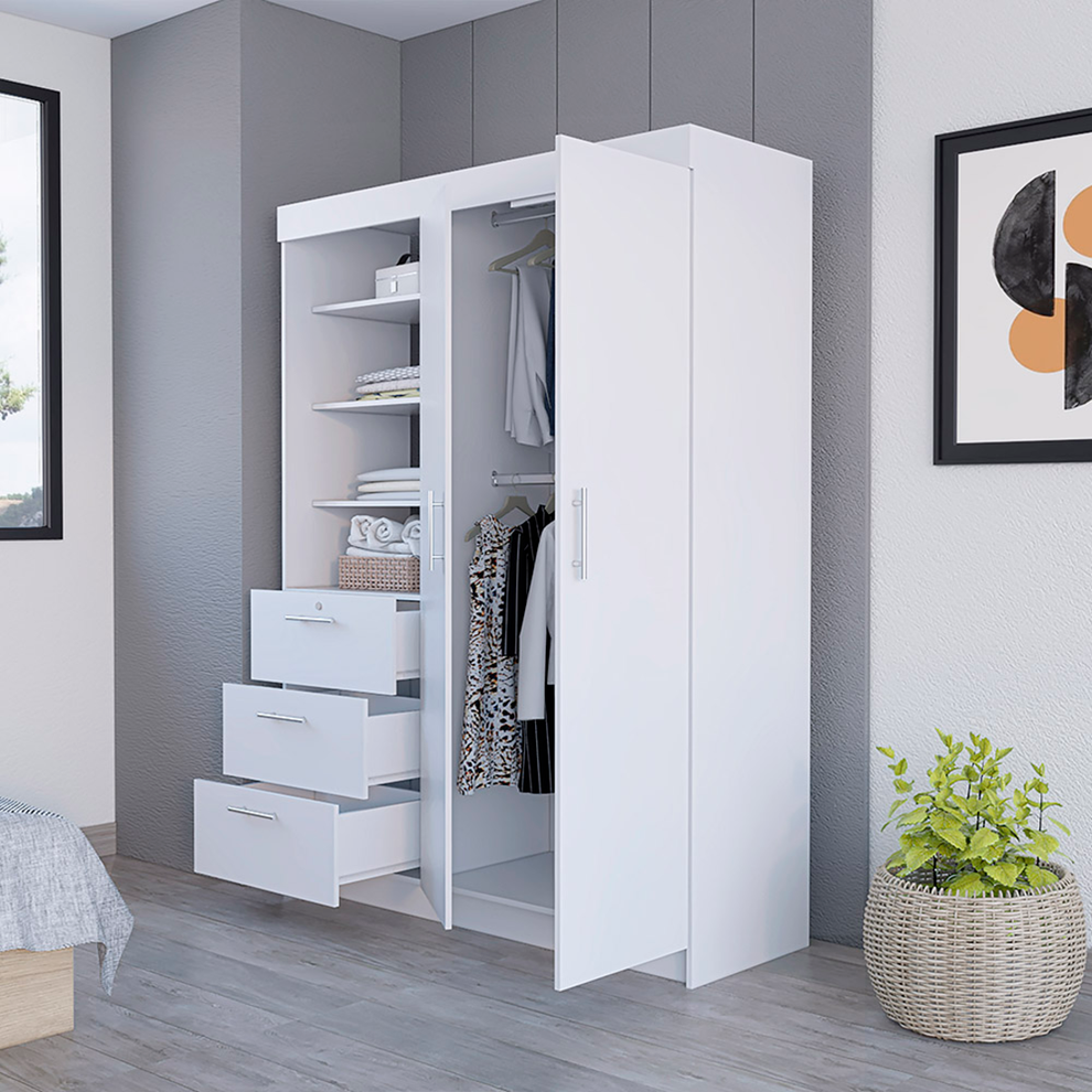 White Three Drawer Combo Dresser By Homeroots | Dressers | Modishstore - 5
