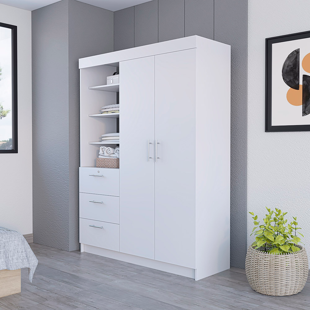White Three Drawer Combo Dresser By Homeroots | Dressers | Modishstore - 6