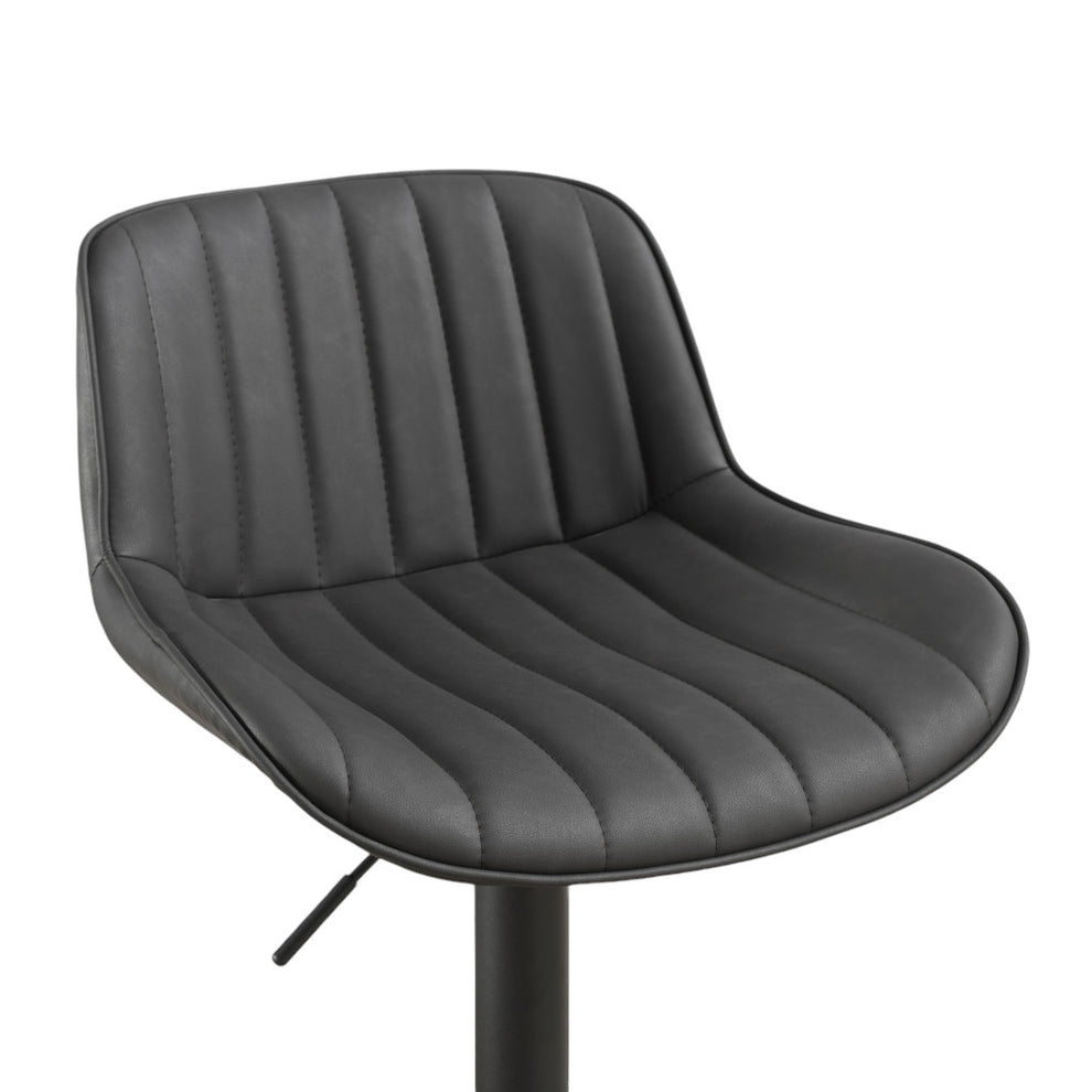 Set of Two Black Faux Leather And Steel Swivel Low Back Adjustable Height Bar Chairs By Homeroots | Bar Stools | Modishstore - 5