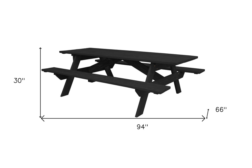 Charcoal Solid Wood Outdoor Picnic Table By Homeroots | Outdoor Tables | Modishstore - 2