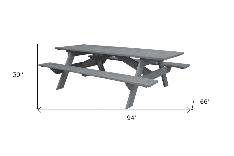 Gray Solid Wood Outdoor Picnic Table By Homeroots | Outdoor Tables | Modishstore - 2