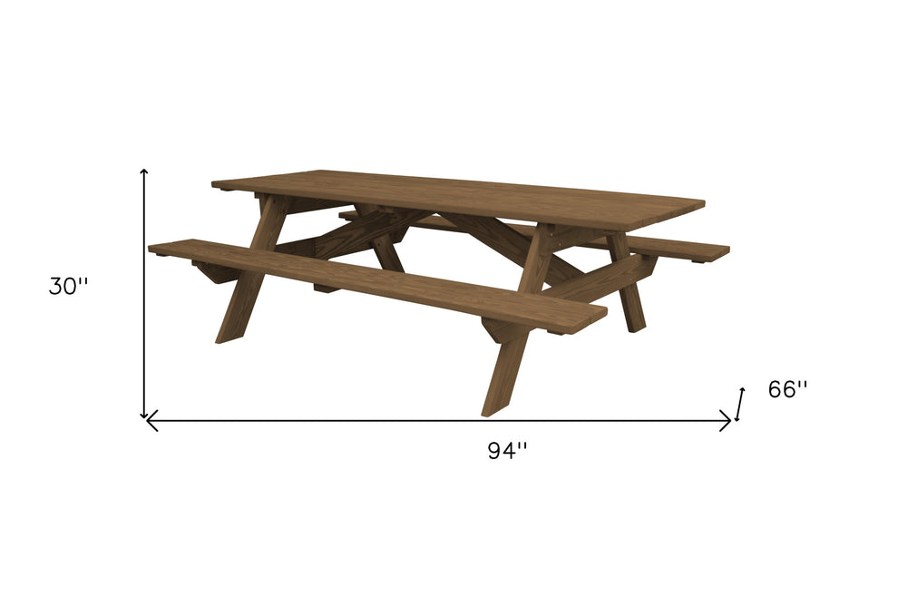 Wood Brown Solid Wood Outdoor Picnic Table By Homeroots | Outdoor Tables | Modishstore - 4