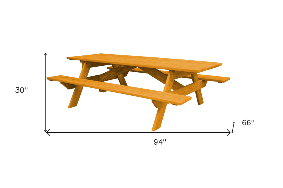Natural Solid Wood Outdoor Picnic Table By Homeroots | Outdoor Tables | Modishstore - 4