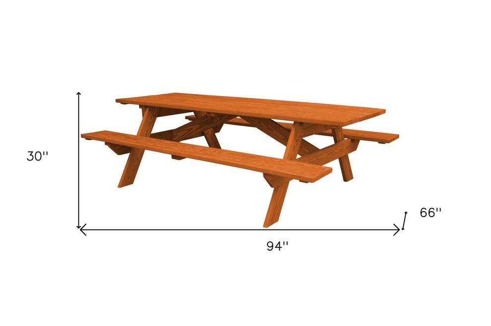 Red Solid Wood Outdoor Picnic Table By Homeroots | Outdoor Tables | Modishstore - 4