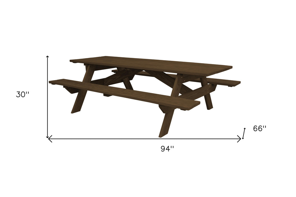 Dark Brown Solid Wood Outdoor Picnic Table By Homeroots | Outdoor Tables | Modishstore - 4