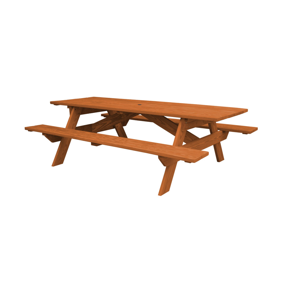 Cedar Chest Solid Wood Outdoor Picnic Table with Umbrella Hole By Homeroots | Outdoor Tables | Modishstore - 2