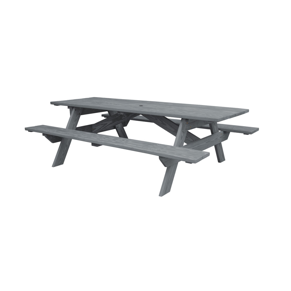 Gray Solid Wood Outdoor Picnic Table with Umbrella Hole By Homeroots | Outdoor Tables | Modishstore - 3