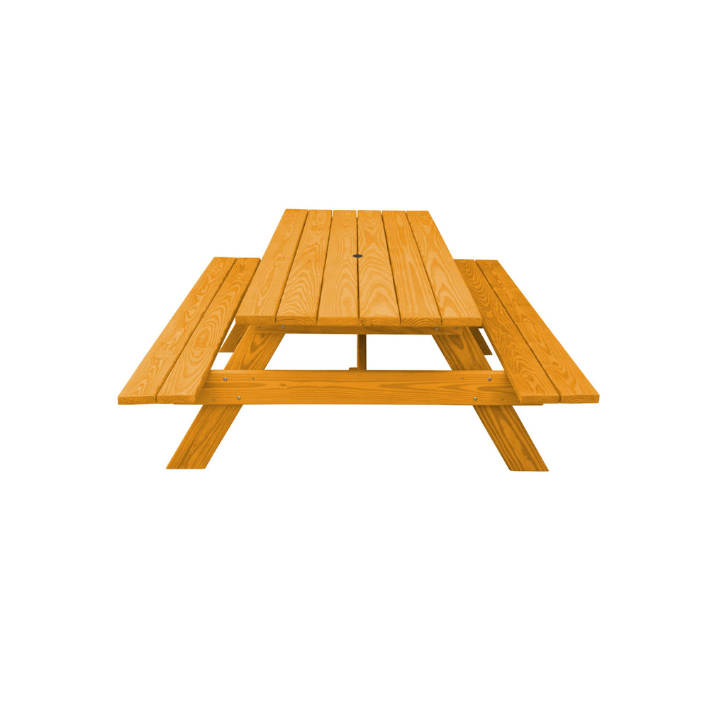 Natural Solid Wood Outdoor Picnic Table with Umbrella Hole By Homeroots | Outdoor Tables | Modishstore - 2
