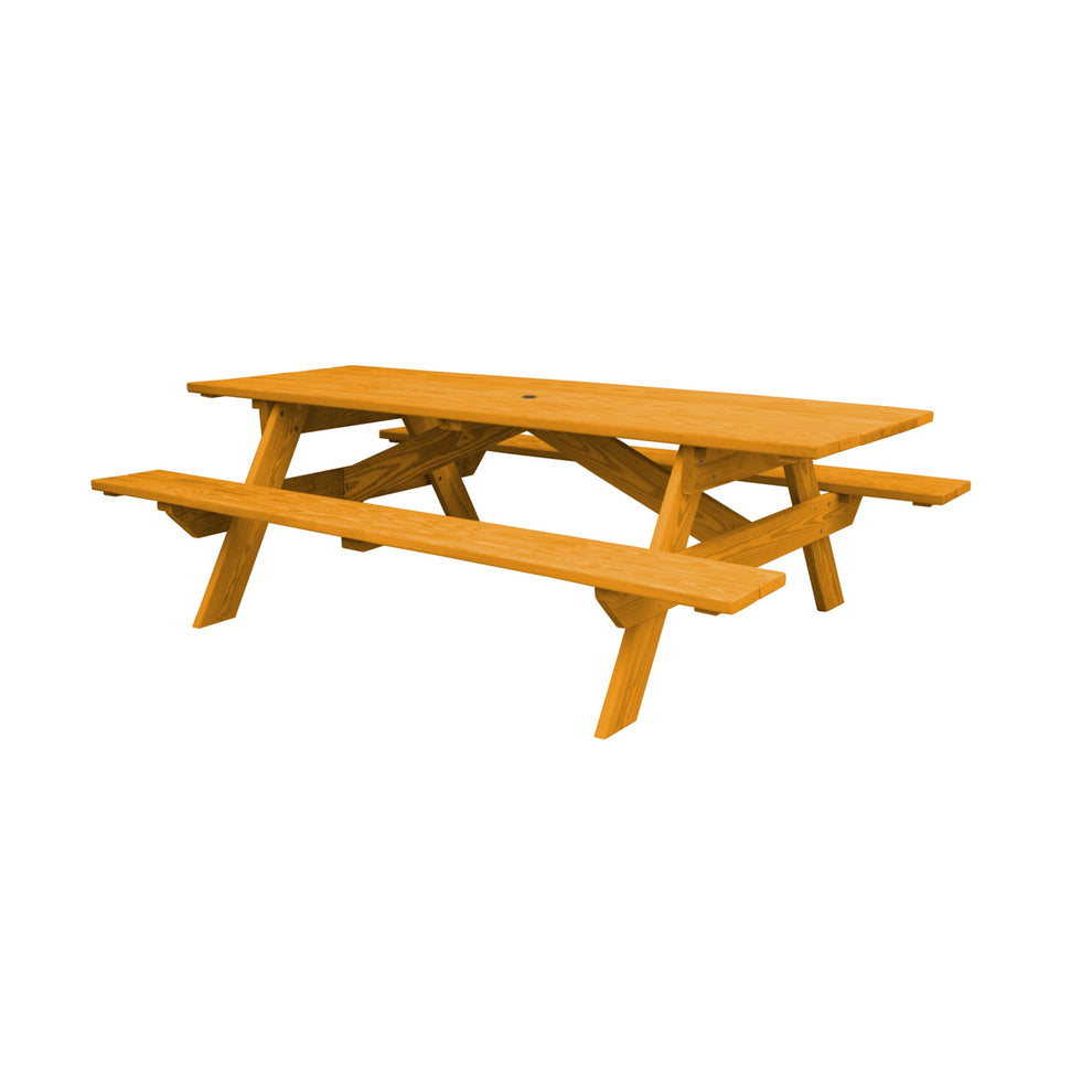 Natural Solid Wood Outdoor Picnic Table with Umbrella Hole By Homeroots | Outdoor Tables | Modishstore - 3