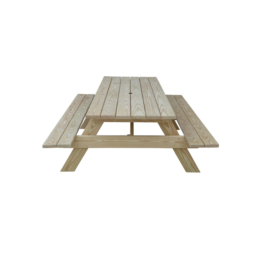 Beige Solid Wood Outdoor Picnic Table with Umbrella Hole By Homeroots | Outdoor Tables | Modishstore - 4