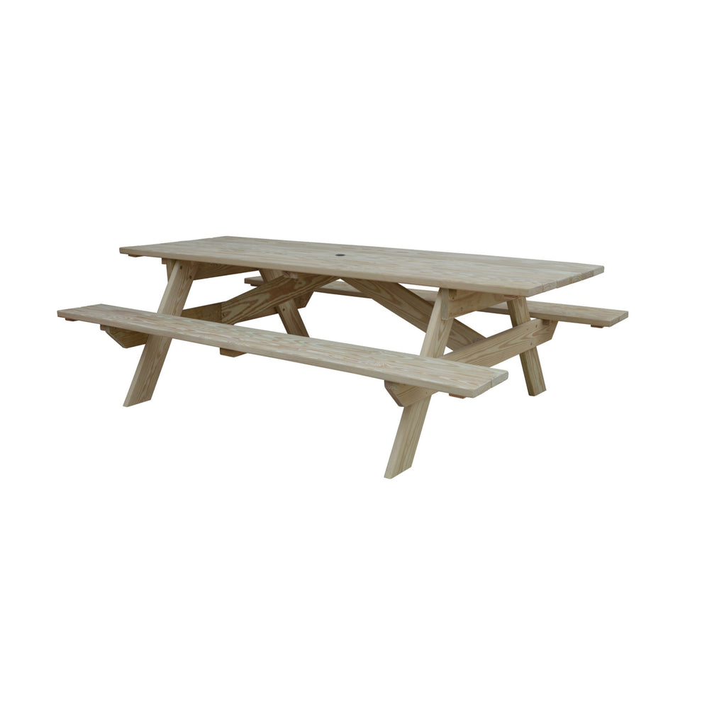 Beige Solid Wood Outdoor Picnic Table with Umbrella Hole By Homeroots | Outdoor Tables | Modishstore - 2