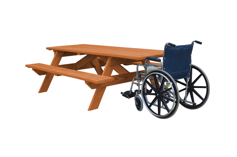 Redwood Solid Wood Outdoor Picnic Table By Homeroots | Outdoor Tables | Modishstore - 2