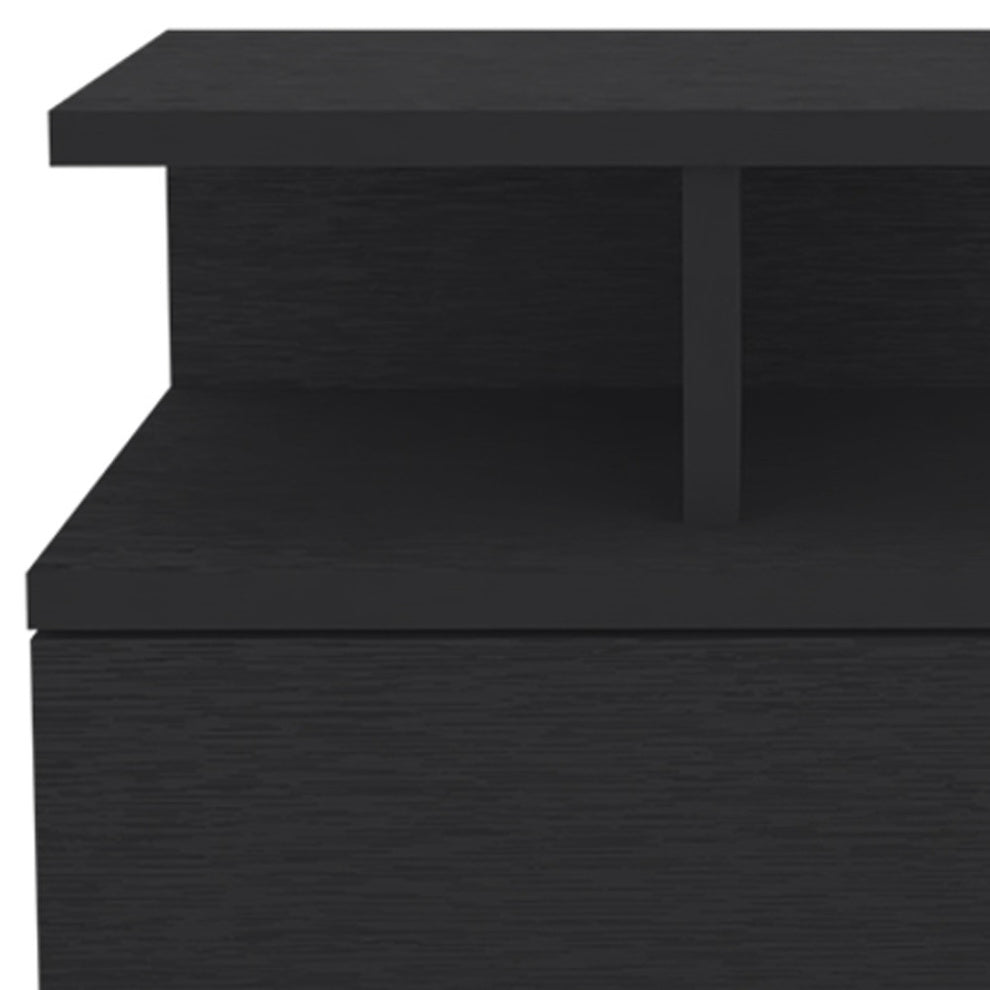 Black One Drawer Faux Wood Floating Nightstand By Homeroots | Nightstands | Modishstore - 6