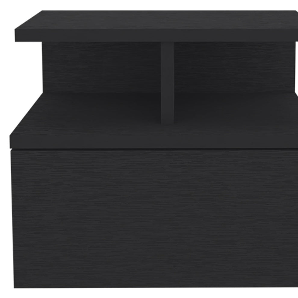 Black One Drawer Faux Wood Floating Nightstand By Homeroots | Nightstands | Modishstore - 7