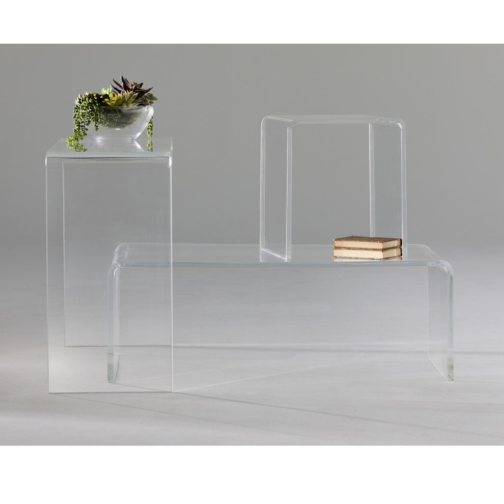 Clear Heavy Duty Plastic And Acrylic Square End Table By Homeroots | End Tables | Modishstore - 8