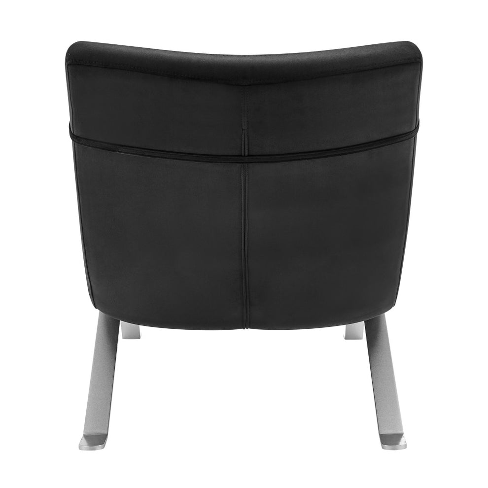 Black and Silver Velvet Lounge Chair By Homeroots | Accent Chairs | Modishstore - 6
