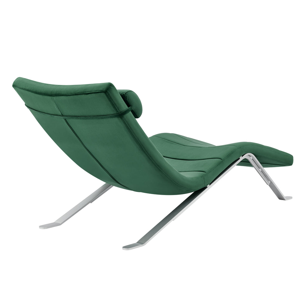 Green and Silver Velvet Lounge Chair By Homeroots | Accent Chairs | Modishstore - 3