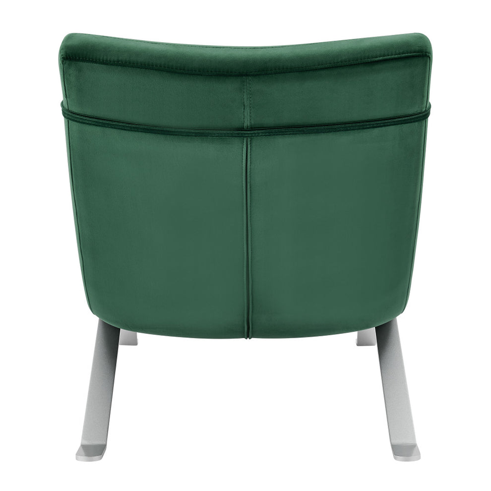 Green and Silver Velvet Lounge Chair By Homeroots | Accent Chairs | Modishstore - 4