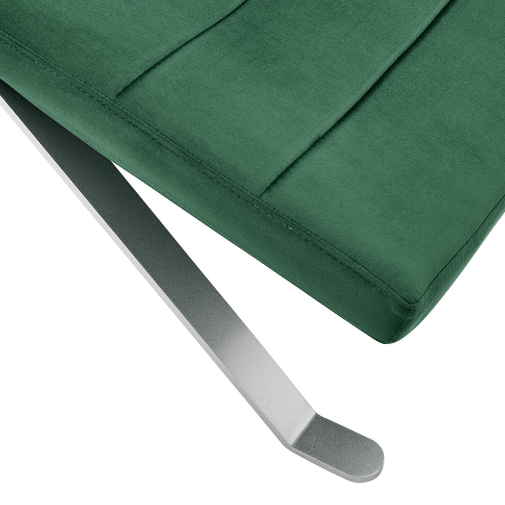 Green and Silver Velvet Lounge Chair By Homeroots | Accent Chairs | Modishstore - 5