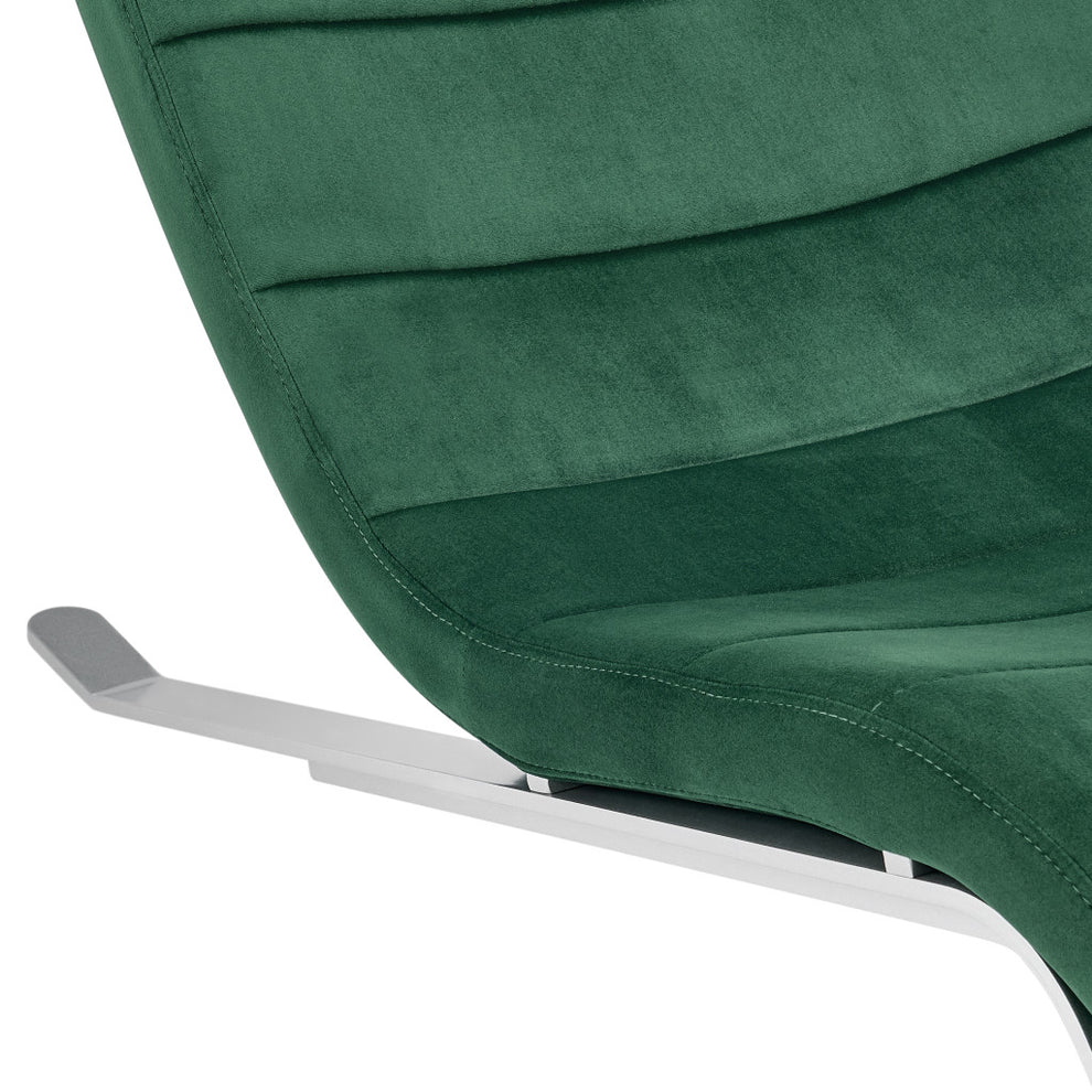 Green and Silver Velvet Lounge Chair By Homeroots | Accent Chairs | Modishstore - 6