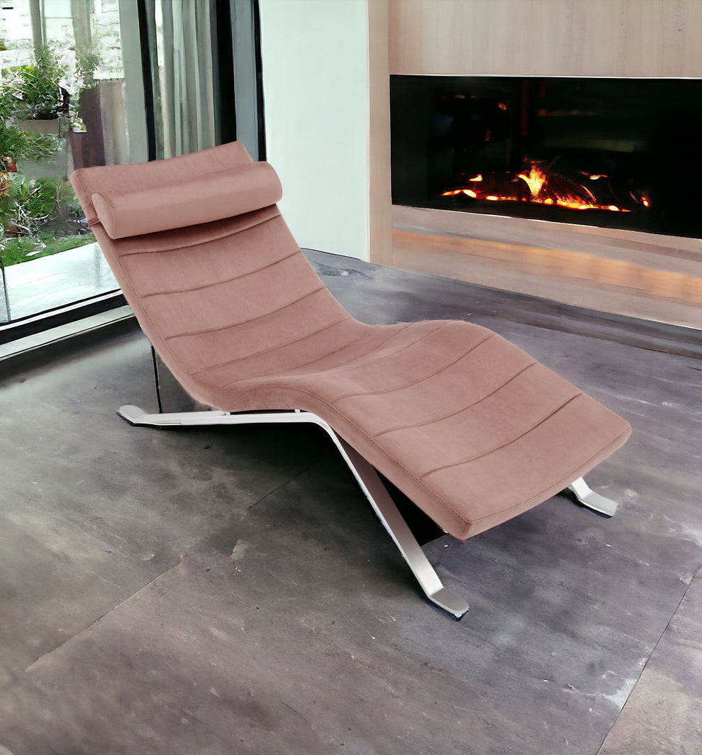 Rose and Silver Velvet Lounge Chair By Homeroots | Accent Chairs | Modishstore - 7