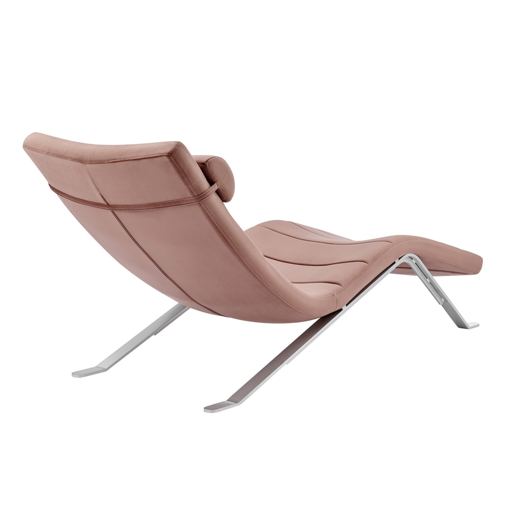 Rose and Silver Velvet Lounge Chair By Homeroots | Accent Chairs | Modishstore - 3