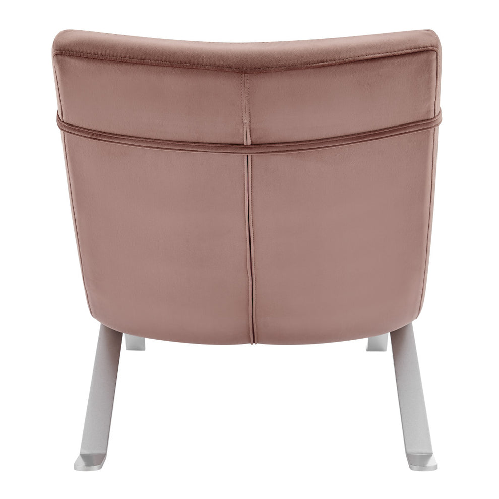 Rose and Silver Velvet Lounge Chair By Homeroots | Accent Chairs | Modishstore - 5