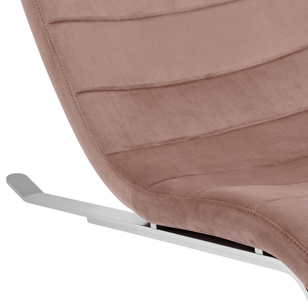 Rose and Silver Velvet Lounge Chair By Homeroots | Accent Chairs | Modishstore - 8