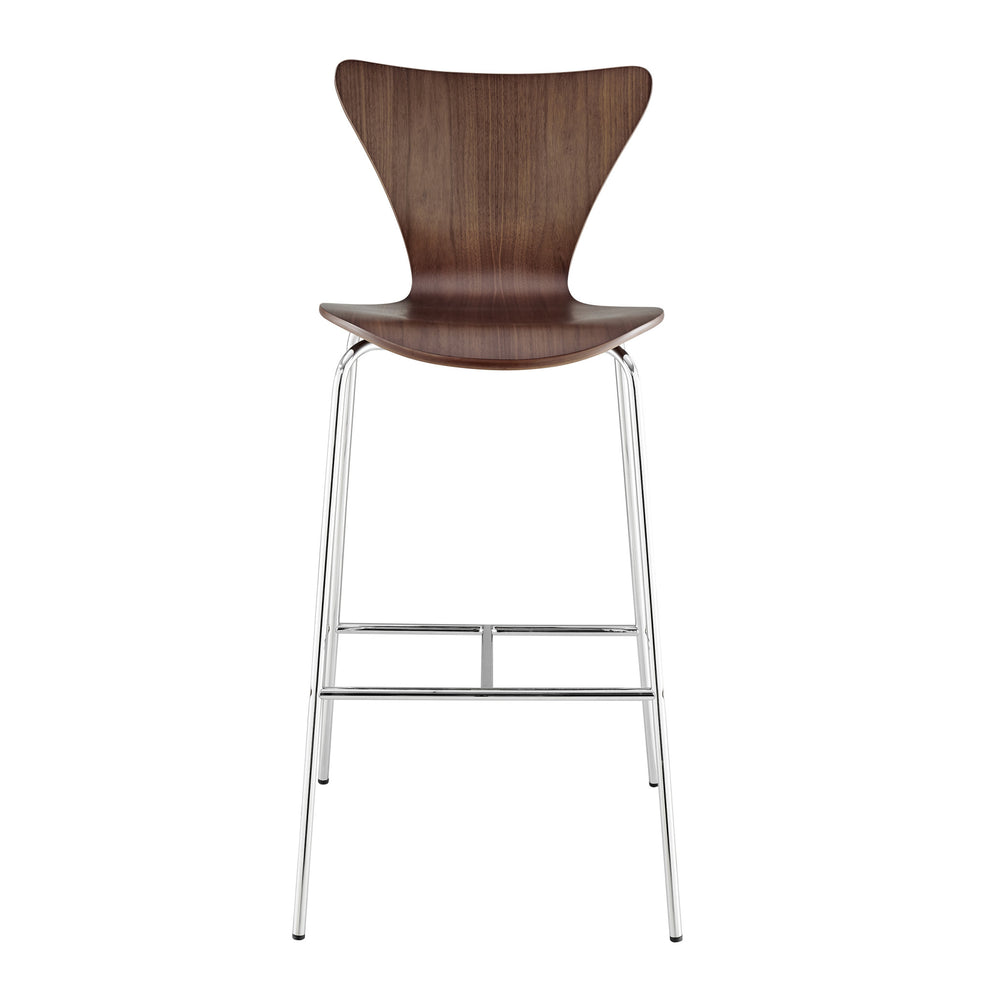Brown And Silver Metallic Stainless Steel Bar Chair By Homeroots | Bar Stools | Modishstore - 7